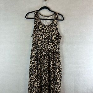 Printed Scoop Neck Sleeveless animal print pull over Dress size large